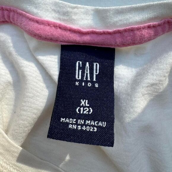 Y2K GAP Kids XL Graphic Tee Embroidered Pink Layered Baby Tee - Picture 7 of 8